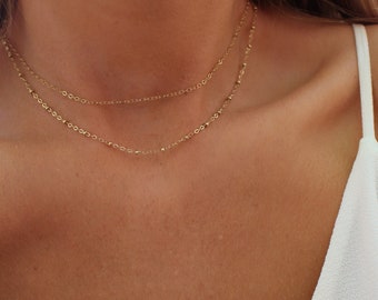 Gold Layered Necklace | 14k Gold Filled Necklace | Bridesmaids Gift | Gold Beaded Necklace | Layering Necklace | Delicate Necklace Set