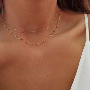 Gold Layered Necklace 14k Gold Filled Necklace Bridesmaids Gift Gold Beaded Necklace Layering Necklace Delicate Necklace Set image 1