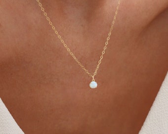 Tiny Opal Necklace | Opal Pendant | Dainty Opal Necklace | Delicate Opal | Gold Opal Pendant Necklace | Minimal Necklace | Gemstone Necklace