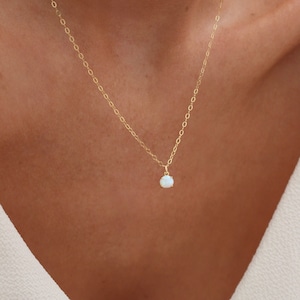 Tiny Opal Necklace | Opal Pendant | Dainty Opal Necklace | Delicate Opal | Gold Opal Pendant Necklace | Minimal Necklace | Gemstone Necklace