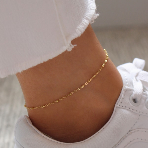 Gold Beaded Anklet | Delicate Anklet Chain | Dainty Gold Anklet Bracelet | Anklet Bracelet | Satellite Chain Anklet | Anklet Bead Bracelet