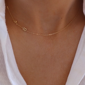 Gold Initials Necklace | Initial Necklace | Personalized Necklace | Letter Necklace | Initial Jewelry | Sideways Initial Necklace