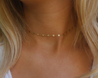 Dainty Gold Choker Necklace | Gold Chain Choker | Delicate Gold Shimmer Choker | Minimalist Jewelry | Layering Necklace | Gift for Her