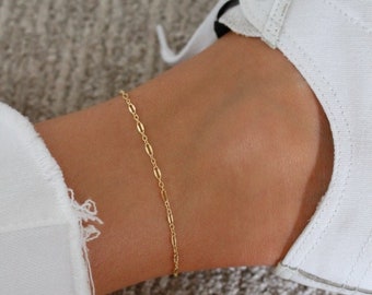 Minimalist 4 Pieces Gold Silver Tone Figaro /& Curb Chain Anklet Set