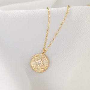 Sunbeam Necklace | Medallion Necklace | Gold Necklace | Coin Necklace | Sunburst Necklace | Sun Necklace | Gifts For Her | Layering Necklace bild 5