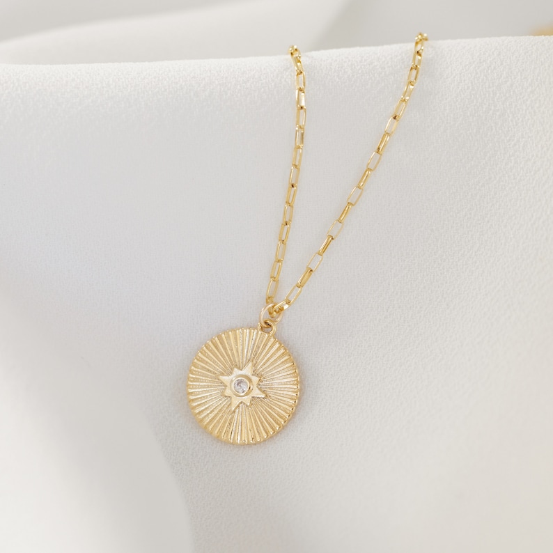 Sunbeam Necklace | Medallion Necklace | Gold Necklace | Coin Necklace | Sunburst Necklace | Sun Necklace | Gifts For Her | Layering Necklace bild 5