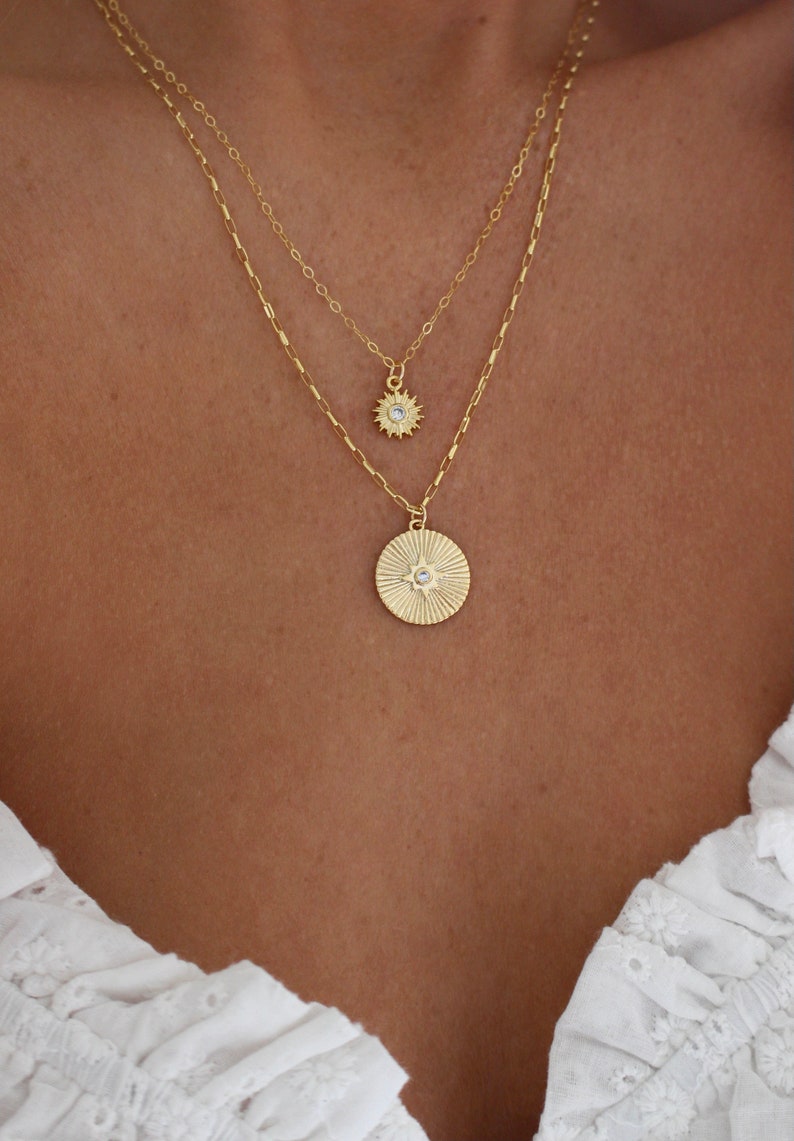 Sunbeam Necklace | Medallion Necklace | Gold Necklace | Coin Necklace | Sunburst Necklace | Sun Necklace | Gifts For Her | Layering Necklace bild 2
