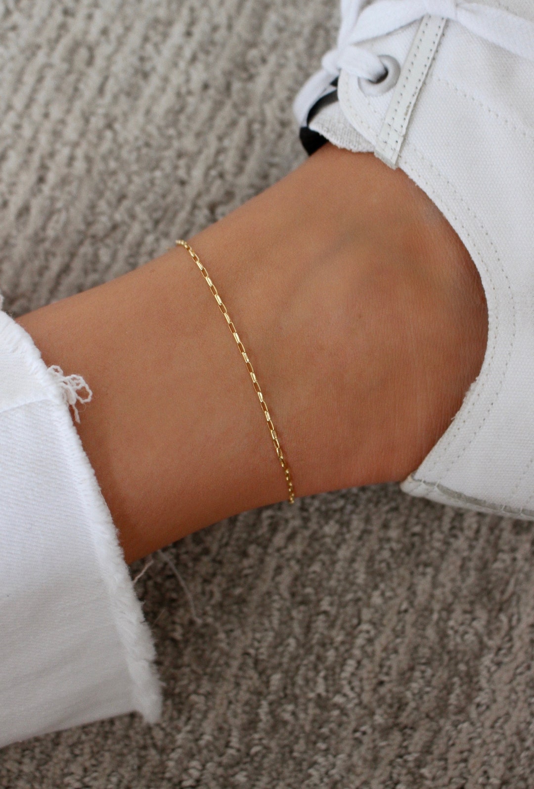 Gold Chain Anklet | Simple Gold Anklet | Dainty Gold Anklet | 14k Gold ...