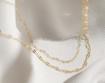 Dainty Layering Necklace Set | Gold Double Strand Necklace | Lace Chain Necklace | Shimmer Necklace | Simple Chain Necklace | Birthday Gift