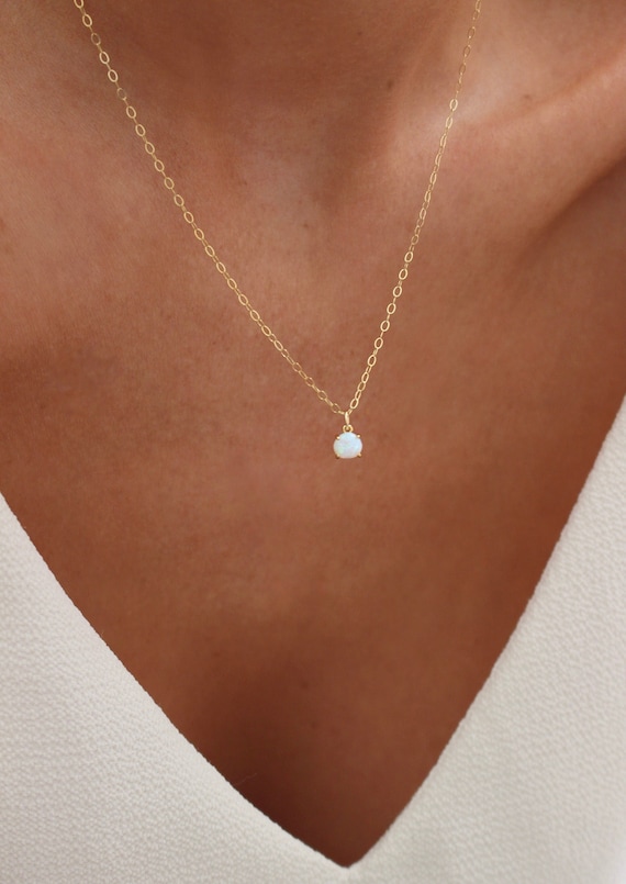 Tiny opal deals necklace