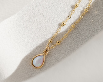 Opal Pendant | Gold Opal Necklace | Dainty Opal Necklace | Delicate Opal | Gold Pendant Necklace | Minimal Necklace | Bridesmaid Necklace