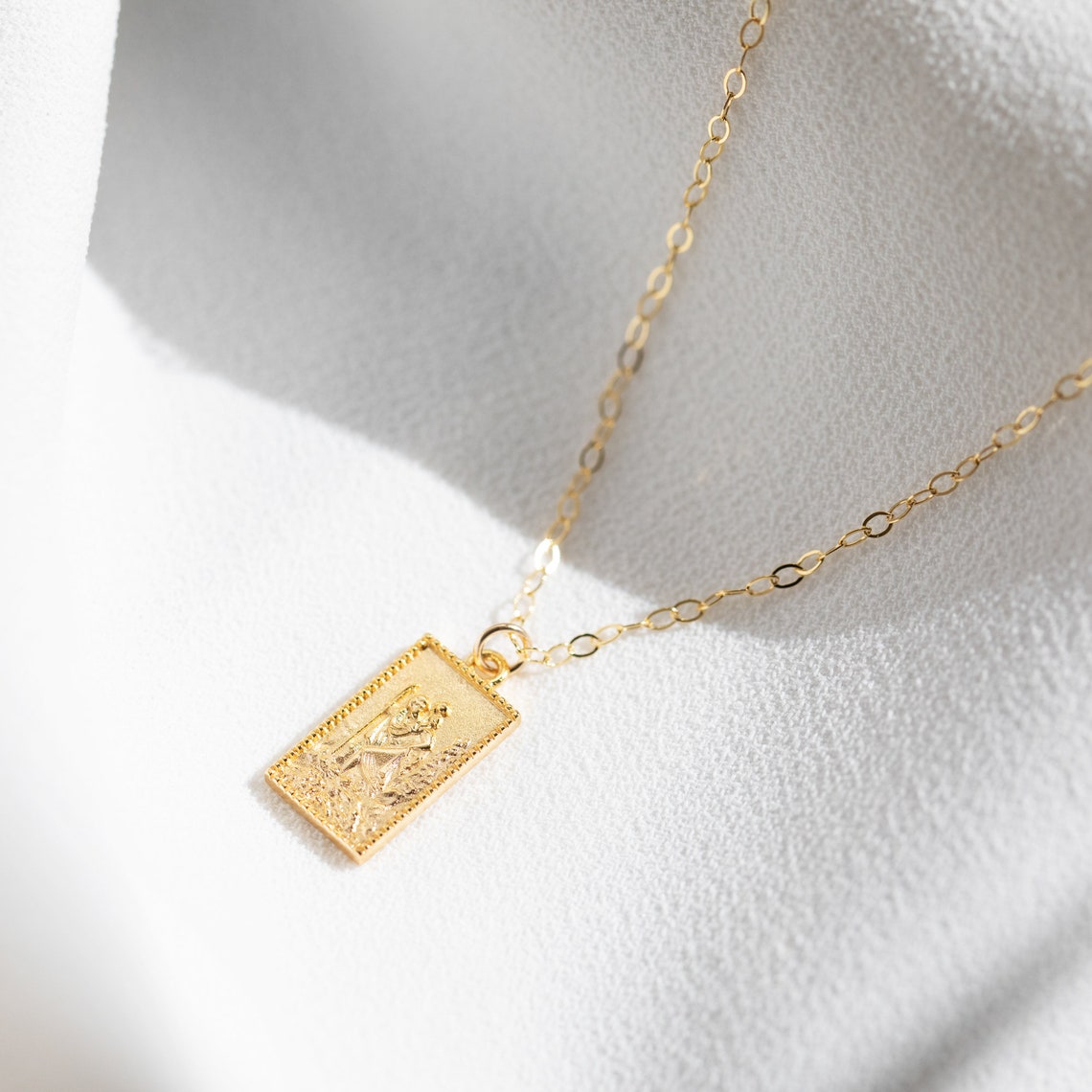 Gold Saint Christopher Necklace Dainty Protection Necklace - Etsy