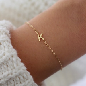 Initial Bracelet | Dainty Initial Bracelet | Personalized Jewelry | Sideways Letter Bracelet | Dainty Bracelet | Gold Layering Bracelet