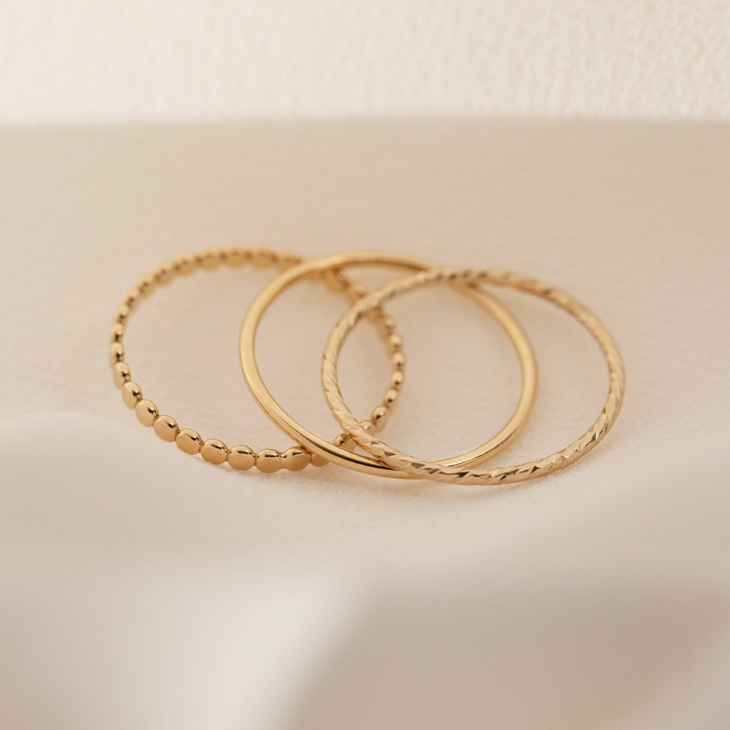 Simple Stacking Rings Designs Set of Three: Sparkle Stacking Ring, Simple Stacking Ring, Beaded ...