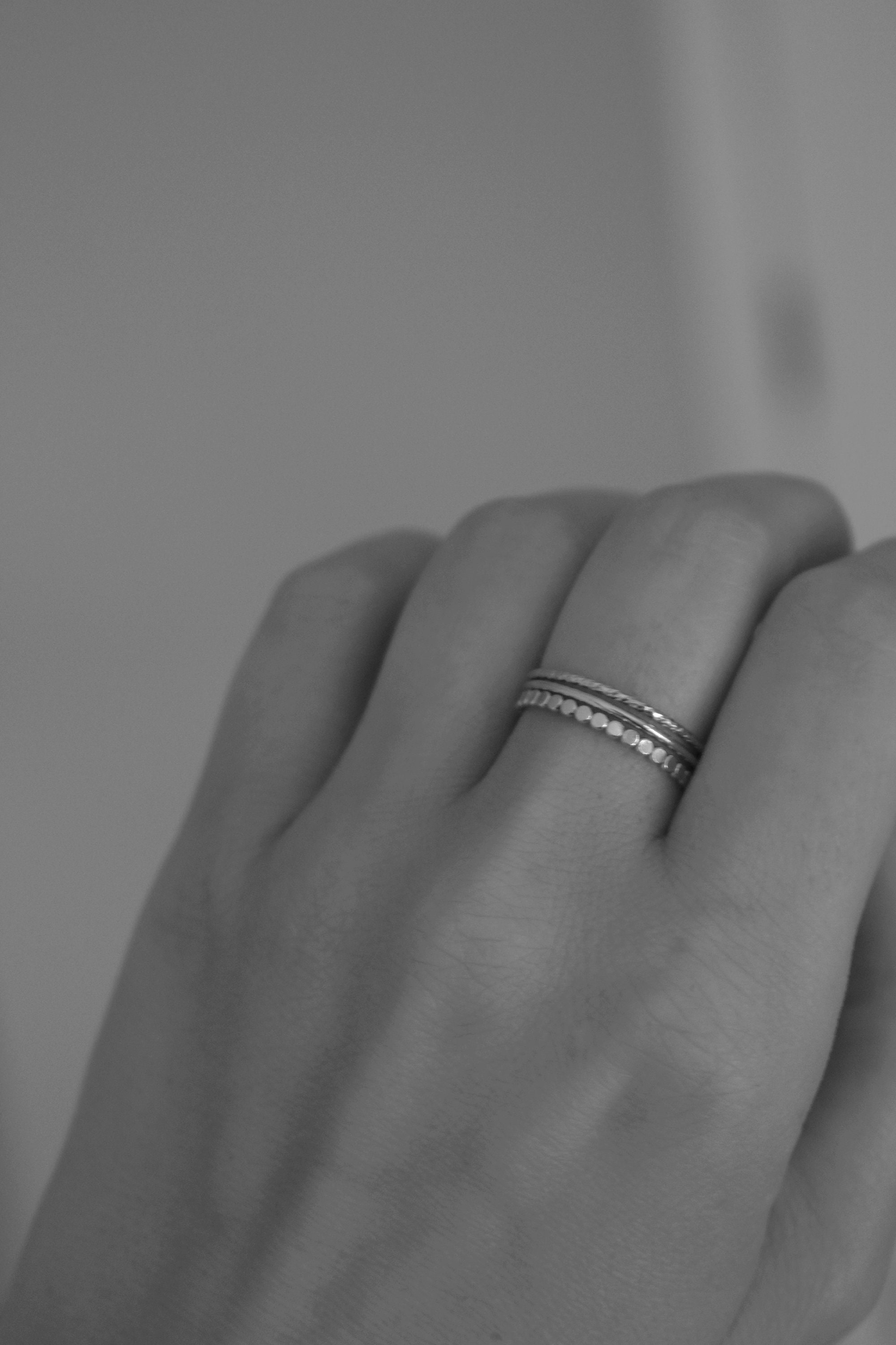 Simple Stacking Rings Designs Set of Three: Sparkle Stacking Ring, Simple Stacking Ring, Beaded ...