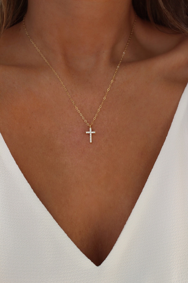 Gold Cross Necklace | Religious Jewelry | Tiny Gold Cross Necklace | Layering Necklace | Dainty Cross Necklace | Gift for Her | Simple Cross 