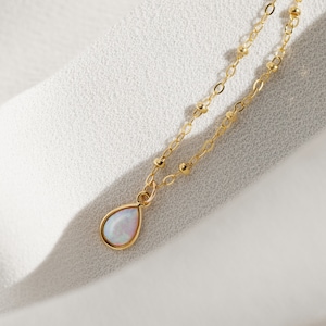 Opal Pendant Gold Opal Necklace Dainty Opal Necklace Delicate Opal Gold Pendant Necklace Minimal Necklace Bridesmaid Necklace image 2
