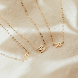 Sideways Initial Necklace | Dainty Initial Necklace | Personalized Jewelry | Initial Necklace | Dainty Jewelry | Gold Letter Necklace