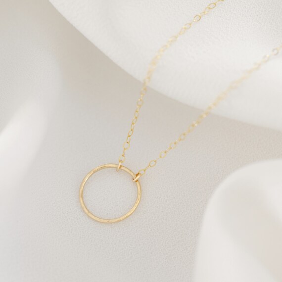 Dainty Circle Necklace Gold Circle 