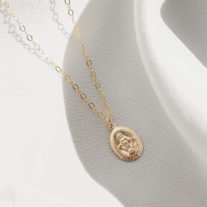 Virgin Mary Necklace | Blessed Mother Necklace | Miraculous Medal Pendant Necklace | Religious Jewelry | Layering Necklace | Gift for Her