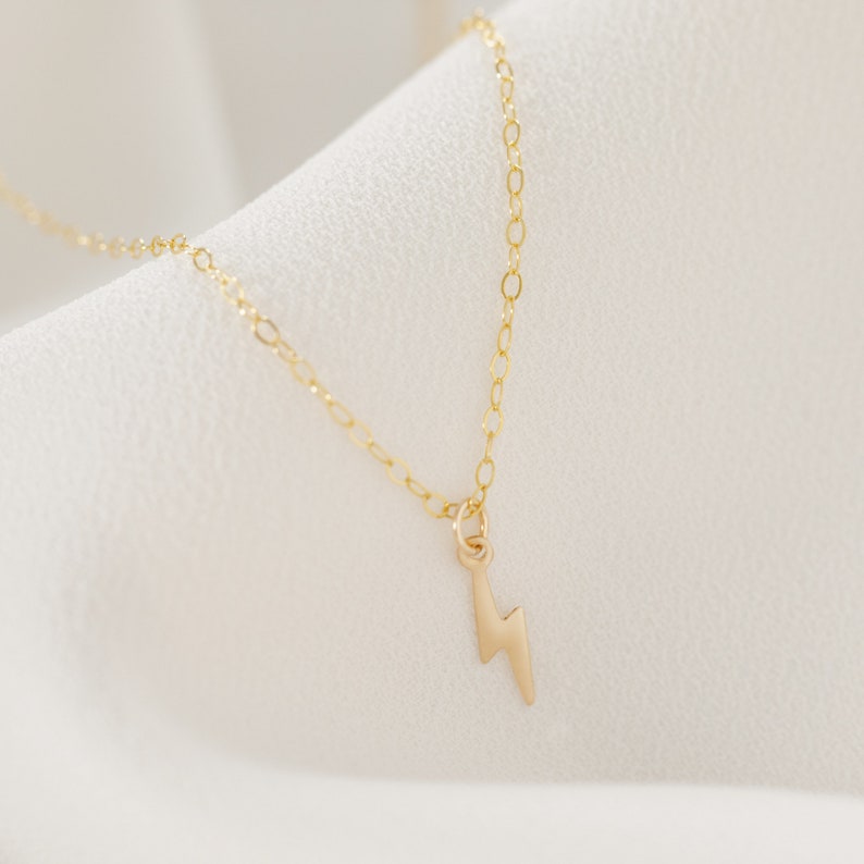 Gold Lightning Bolt Necklace Dainty Gold Necklace Etsy