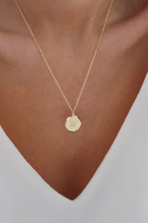 Medallion Necklace Sunbeam Necklace Gold Necklace Sunburst Necklace Coin Necklace Sun Necklace Layering Necklace Gifts for Her Etsy Canada