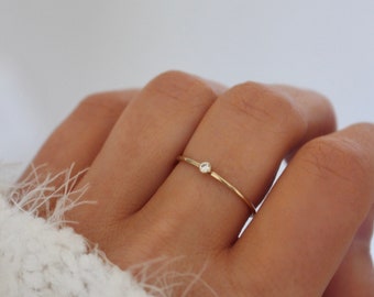 Tiny Solitaire Ring | Dainty Gold Ring | Dainty CZ Ring | Dainty Ring for Women | Thin Gold Ring | Gold Filled Ring | Minimal Ring Gold