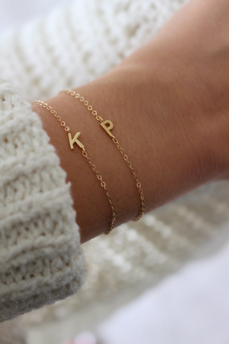 Initial Bracelet Dainty Initial Bracelet Personalized Etsy