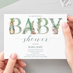 Peter Rabbit baby shower Invitation INSTANT Watercolour Digital Personalised DIY Printable id:856753 image 2