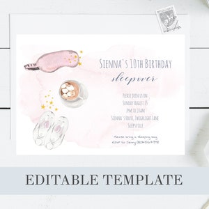 Invitation à une soirée pyjama | Invitation à une soirée pyjama | Fête pyjama | Fête pyjama | Soirée de filles à l&#39;anniversaire | Soirée cinéma