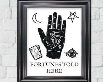 Fortune Teller Sign, Halloween Party Drinks Sign, Instant Art Watercolour Potions