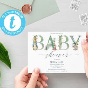 Peter Rabbit baby shower Invitation INSTANT Watercolour Digital Personalised DIY Printable id:856753 image 1