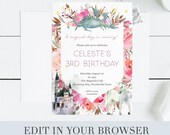 Fairytale Birthday Invitation | Dragon Birthday | Unicorn Birthday | Fairy Magic Party | Castle Invitation