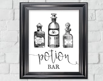 Halloween Bar Sign | Potion Bar Sign | Halloween Party Drinks Sign | Instant Art Watercolour Potions