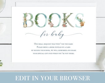 Pedido de livro do Peter Rabbit | Pedido de livro para bebês | Livros para bebês INSTANT Aquarela Digital Personalizado DIY Imprimível