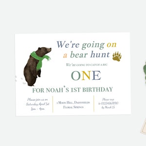 Woodland First Birthday Invitation | We're going on a bear hunt Invitation | Bear Birthday