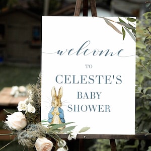 Peter Rabbit Welcome sign Editable |  Peter Rabbit Baby Shower Sign | Baby Shower Sign Instant | Printable Digital PDF