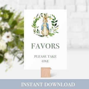 Peter Rabbit Favour Sign |  Printable Peter Rabbit Sign | Peter Rabbit Baby Shower | Peter Rabbit Birthday