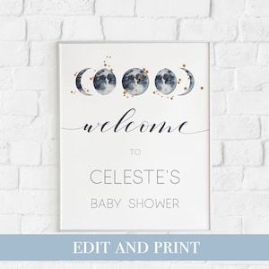 Segno di benvenuto della luna / baby shower lunare / compleanno della luna / fasi lunari di benvenuto / segno di benvenuto della costellazione / addio al nubilato celeste