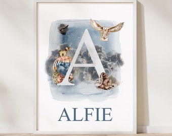 Wizard Nursery Print | Wizard Custom Name Print | Magic School Kids Room Print, Wizarding World Nursery Print | Custom Baby Gift
