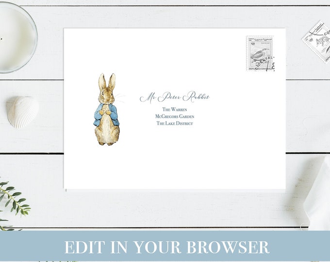 Peter Rabbit Envelope Template Peter Rabbit Birthday Rabbit Baby Shower ...
