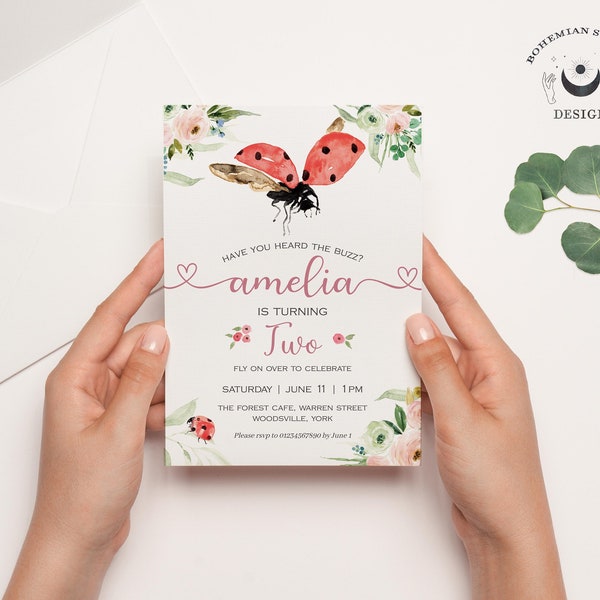 Ladybird Birthday Invitation | Lady bug Birthday | Spring Birthday Invitation | Little Bug Birthday | Bug Baby Shower | Easter Birthday