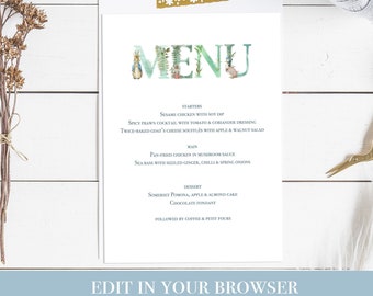Peter Rabbit Menü Menü | Peter Hase Geburtstag | Kaninchen-Babyparty | INSTANT Digital Personalisiert DIY Printable [id:856753]