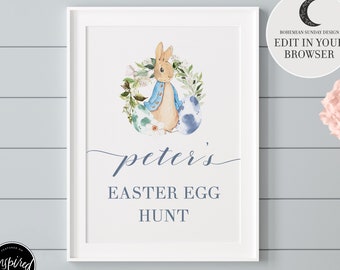 Peter Rabbit Easter Sign | Peter Rabbit Favour Sign | Peter Rabbit East Egg Hunt | Editable Peter Rabbit Sign | Easter Birthday