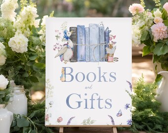 Blue Peter Rabbit Baby Shower Sign | Peter Rabbit Books for Baby Sign | Peter Rabbit Gift Table Sign