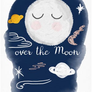 Weltraum Clipart! Mond Sterne Planeten himmlische Gold Glitzer Aquarell Pastell Download für Kartengestaltung, Einladungen, Silhouette Scrapbook Pos
