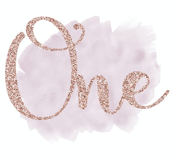 Gold Glitter Printable Joined up ONE Letters PNG Download for | Etsy
