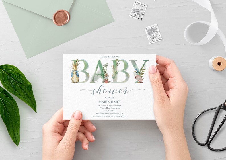 Peter Rabbit baby shower Invitation INSTANT Watercolour Digital Personalised DIY Printable id:856753 image 2