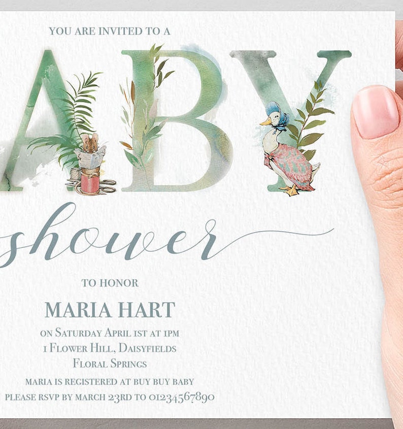 Peter Rabbit baby shower Invitation INSTANT Watercolour Digital Personalised DIY Printable id:856753 image 5