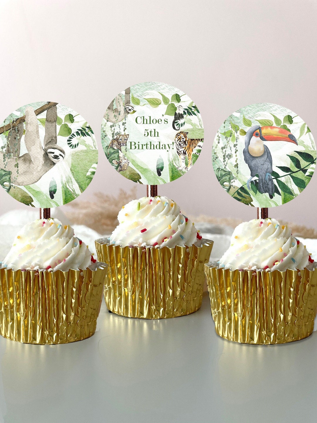 Printable Jungle Cupcake Topper Rainforest Cupcake Topper Etsy